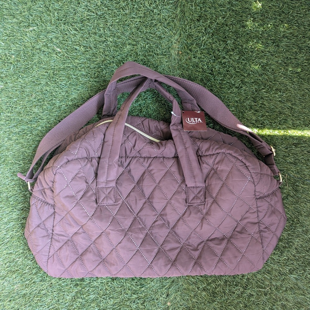 New With Tags Ulta Beauty Quilted Duffle Bag Plum Purple Weekender Travel Gym
